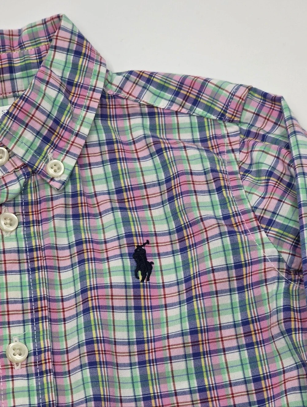 Ralph Lauren baby boy pink plaid button down size 18 months